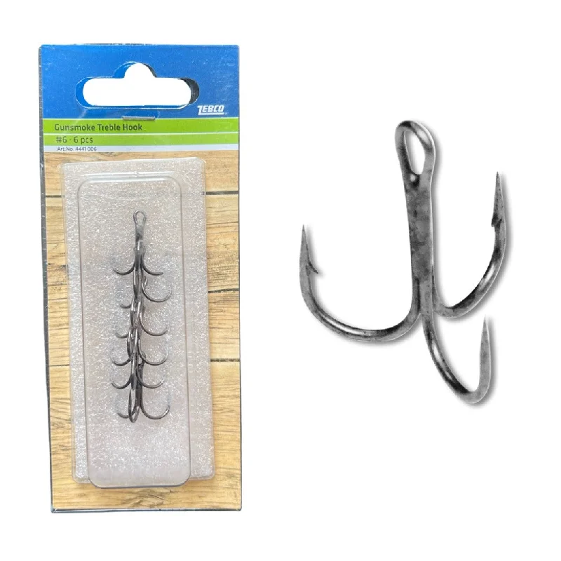 Best Fishing Hook With Short Shank-Zebco Gunsmoke Treble Hooks - Barbed - Size 6 (6 Hooks)